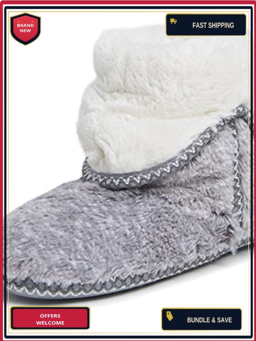Fuzzy Memory Foam Slipper Socks with Grippers, Machine Washable